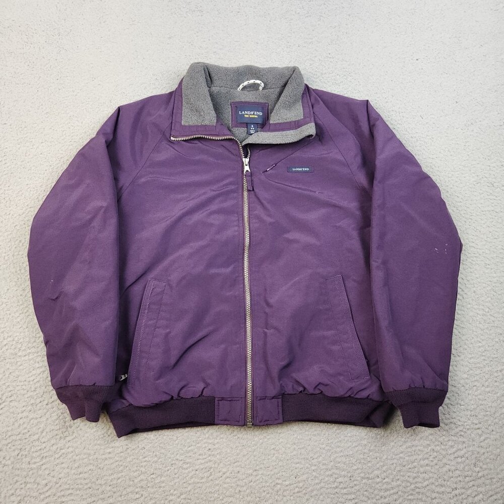 Vintage Lands End Women’s Small Purple Fleece Lined Squall Bomber Jacket Outdoor